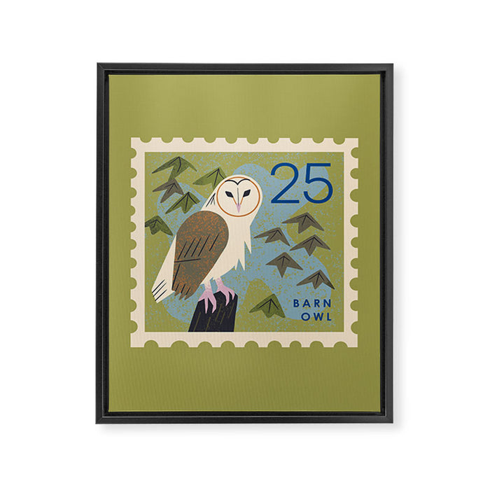 Barn Owl Postage Stamp Framed Canvas Print Gallery Image 1