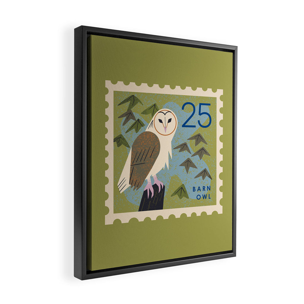 Barn Owl Postage Stamp Framed Canvas Print Gallery Image 2