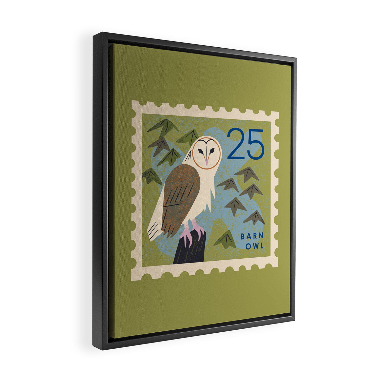 Barn Owl Postage Stamp Framed Canvas Print Gallery Image 2
