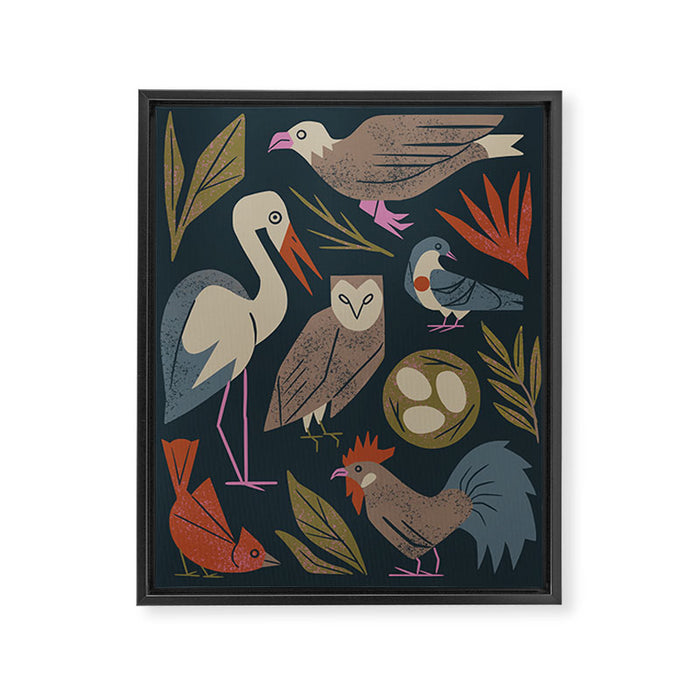 Bird Friends Framed Canvas Print Gallery Image 1