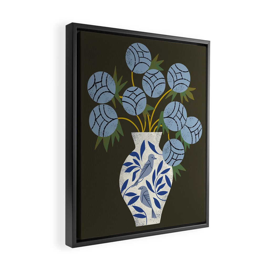 Bird Vase Bouquet Framed Canvas Print Gallery Image 2