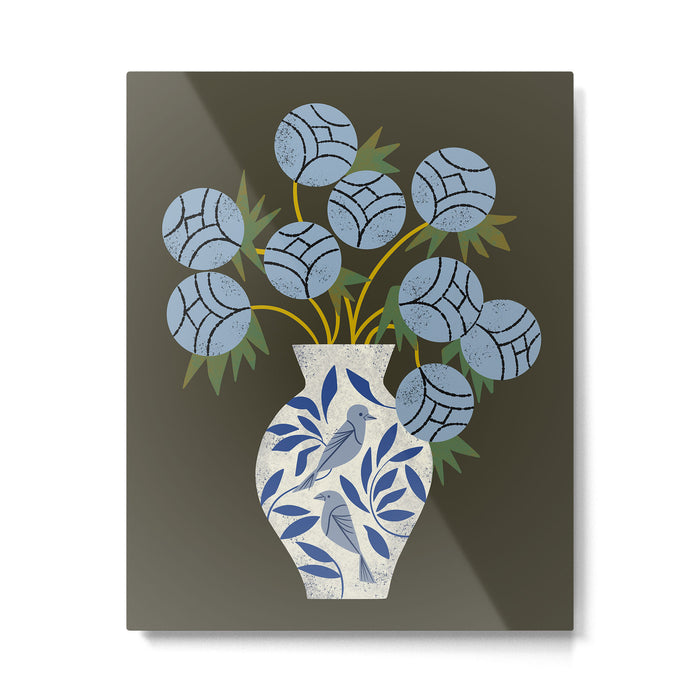 Bird Vase Bouquet Metal Print Gallery Image 1