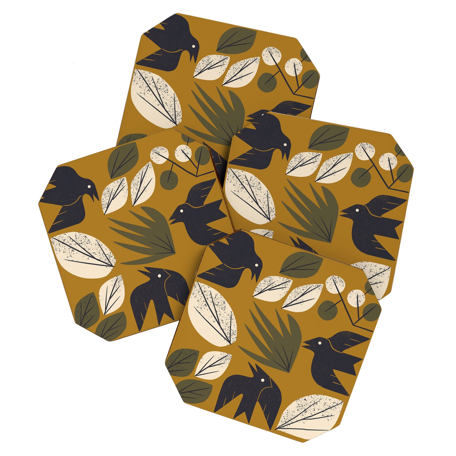 Birds and Leaves Grid Coaster Gallery Image 1