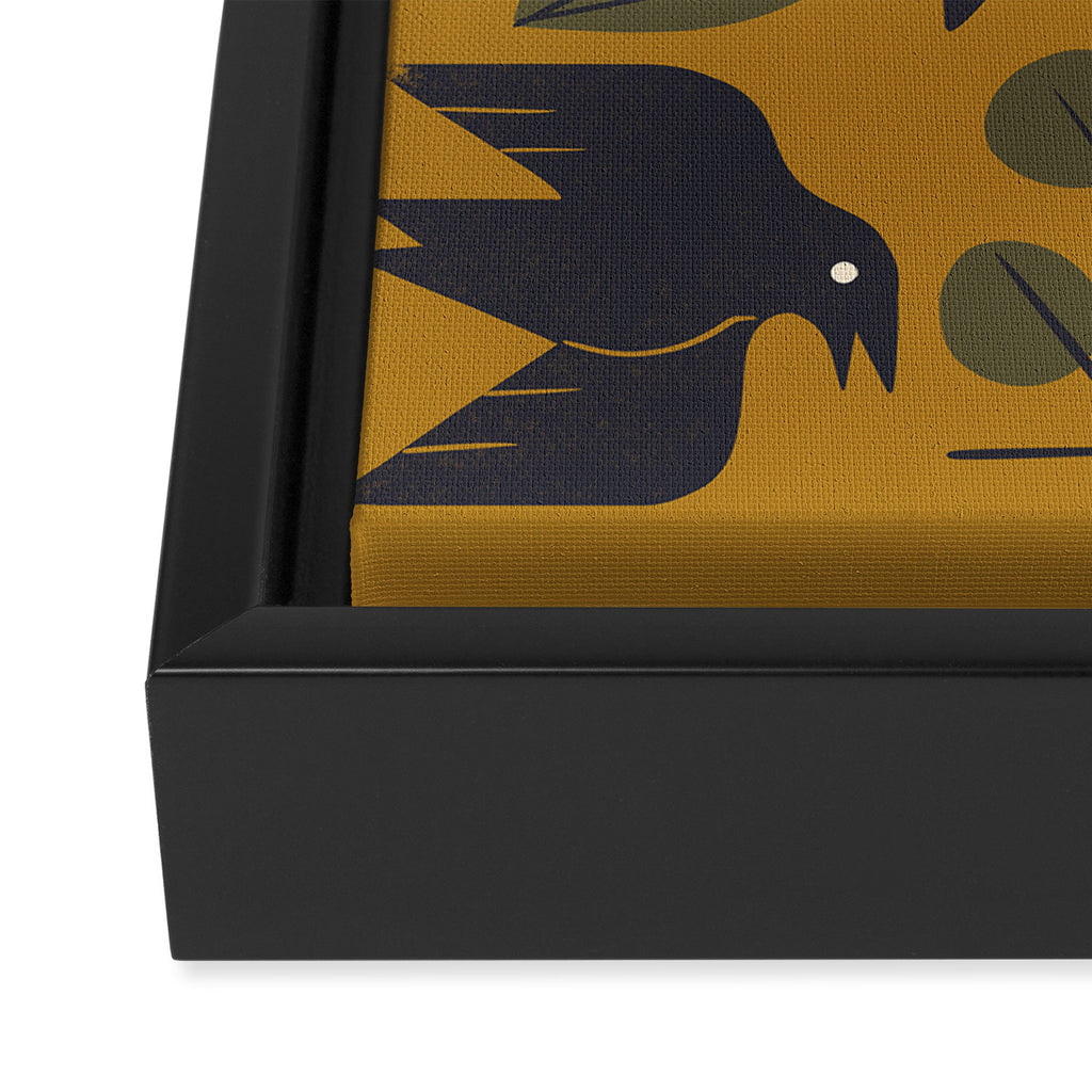 Birds and Leaves Grid Framed Canvas Print Gallery Image 3