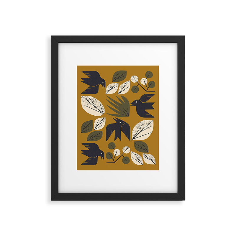 Birds and Leaves Grid Framed Art Print Gallery Image 6