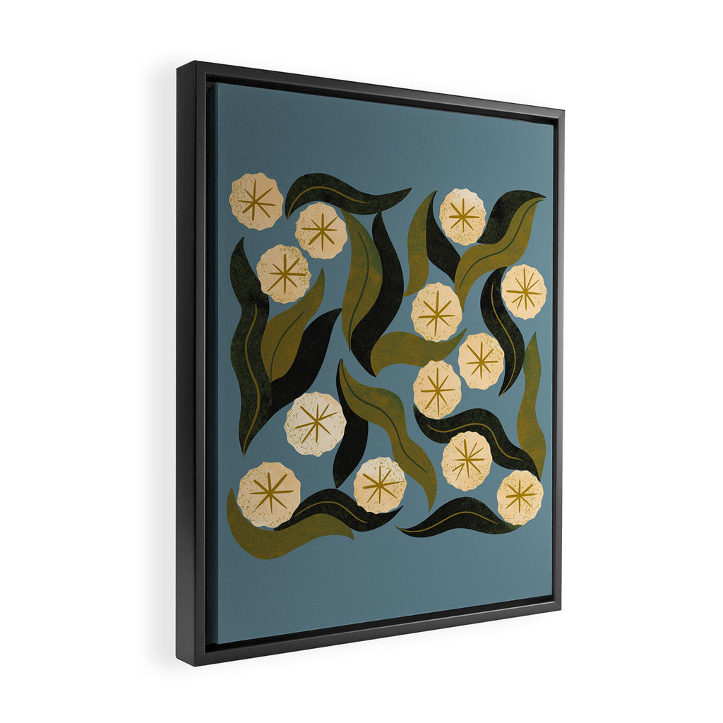 Blue Floral Framed Canvas Print Gallery Image 2