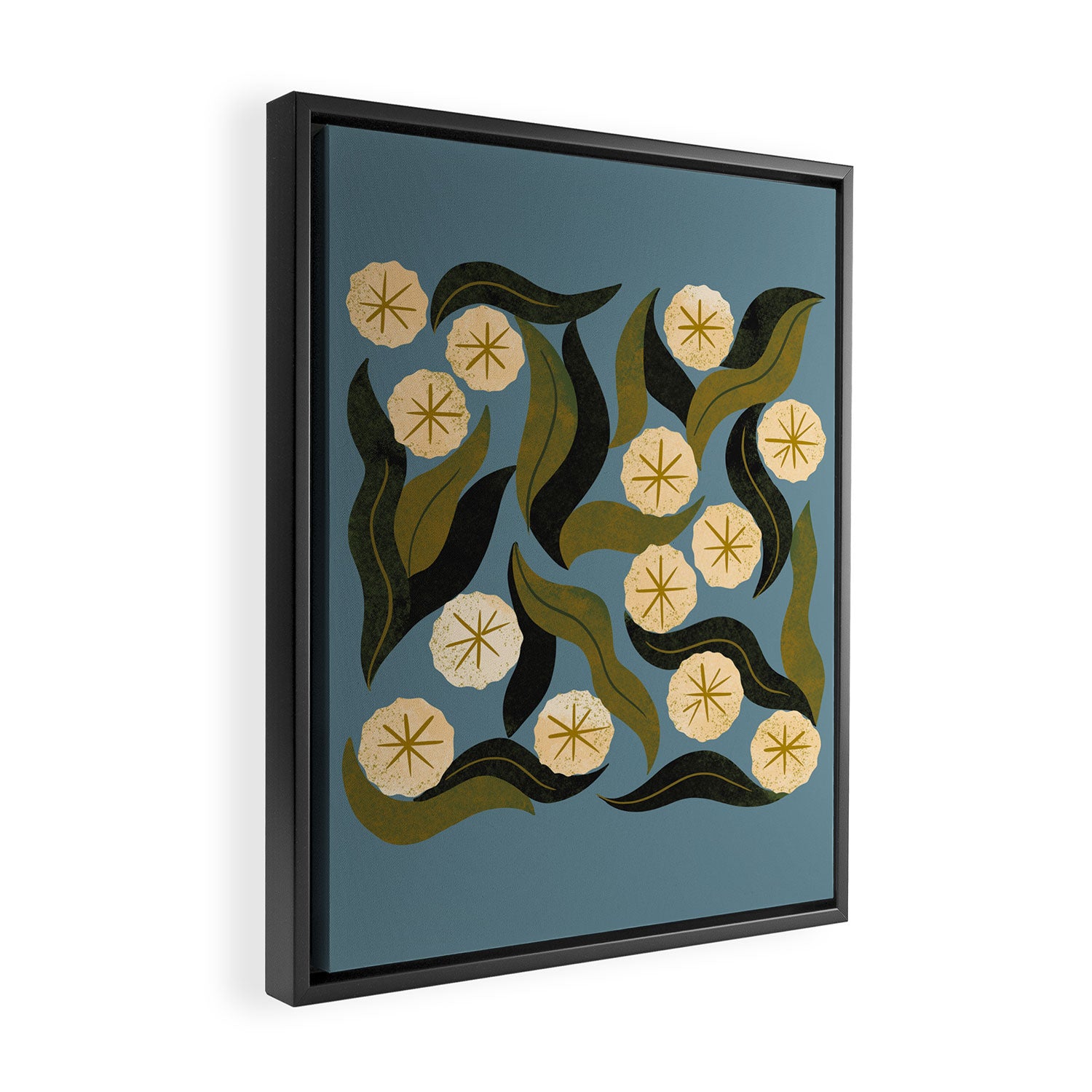 Blue Floral Framed Canvas Print Gallery Image 2