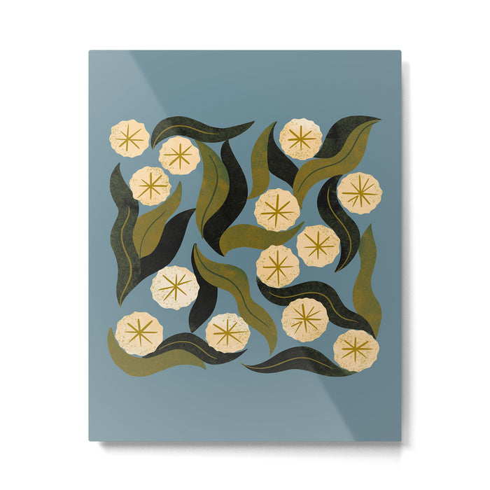 Blue Floral Metal Print Gallery Image 1