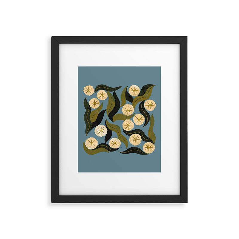 Blue Floral Framed Art Print Gallery Image 6