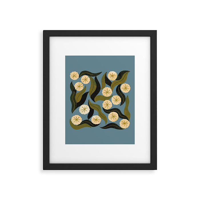 Blue Floral Framed Art Print Gallery Image 1