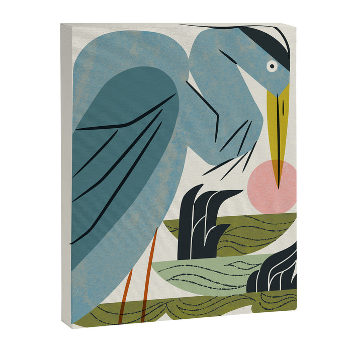 Blue Heron, Green Marsh Canvas Print Gallery Image 1