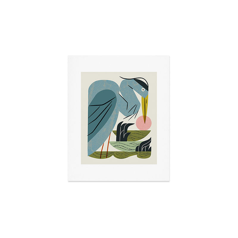 Blue Heron, Green Marsh Art Print Gallery Image 1