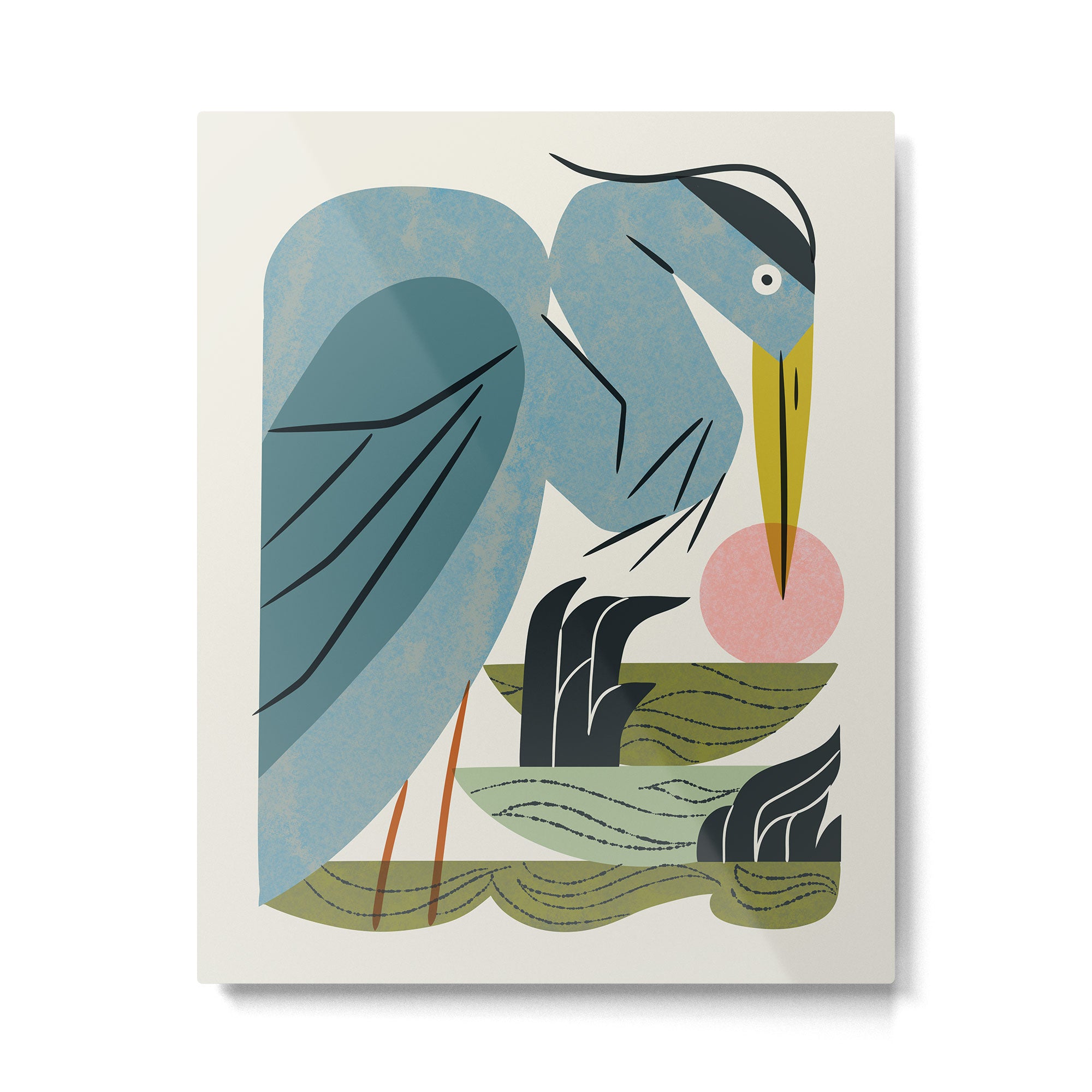 Blue Heron, Green Marsh Metal Print Gallery Image 4