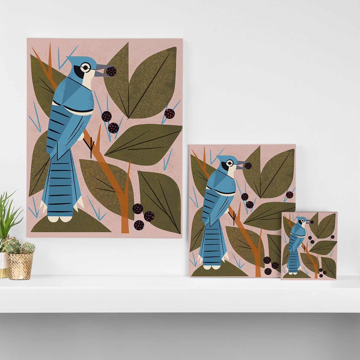 Blue Jay And Berries Canvas Print Gallery Image 3