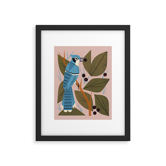 Blue Jay And Berries Framed Art Print Gallery Image 1