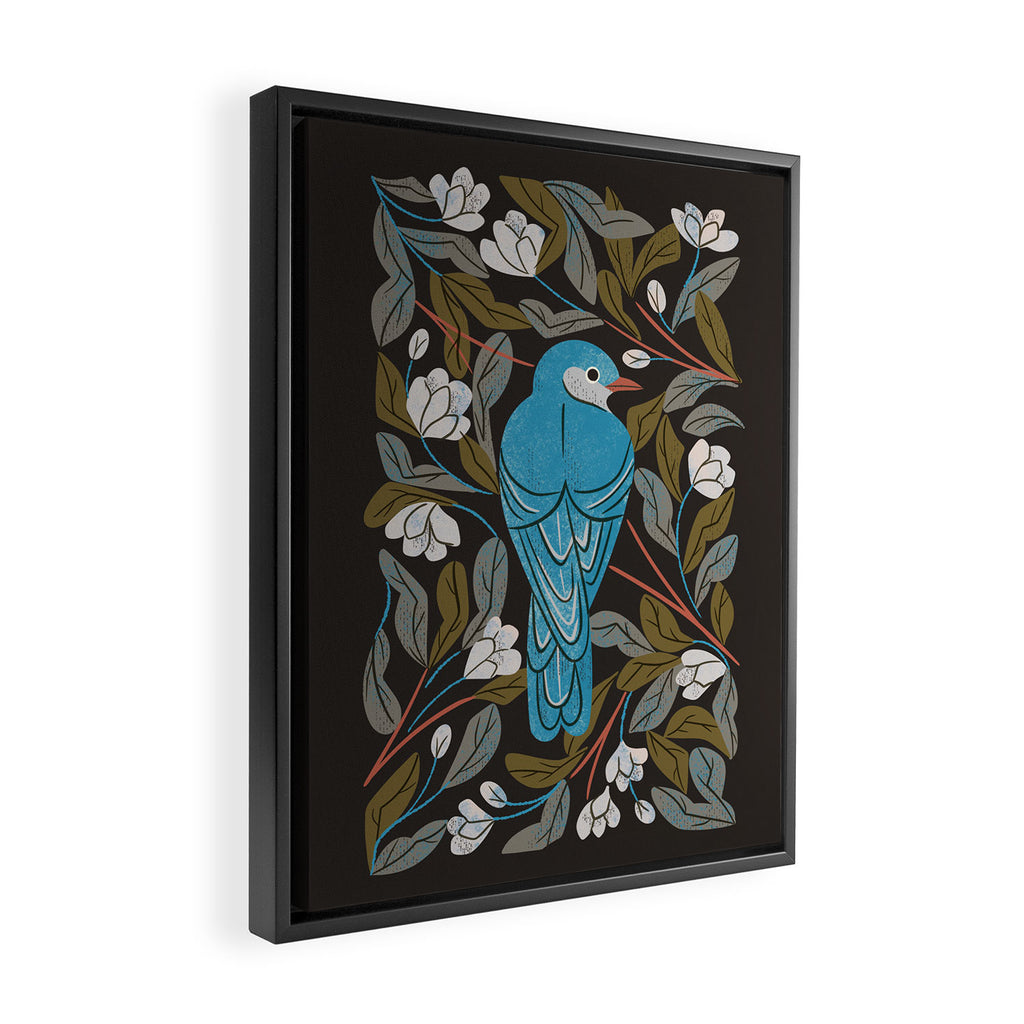 Bluebird and Apple Blossoms Framed Canvas Print Gallery Image 2