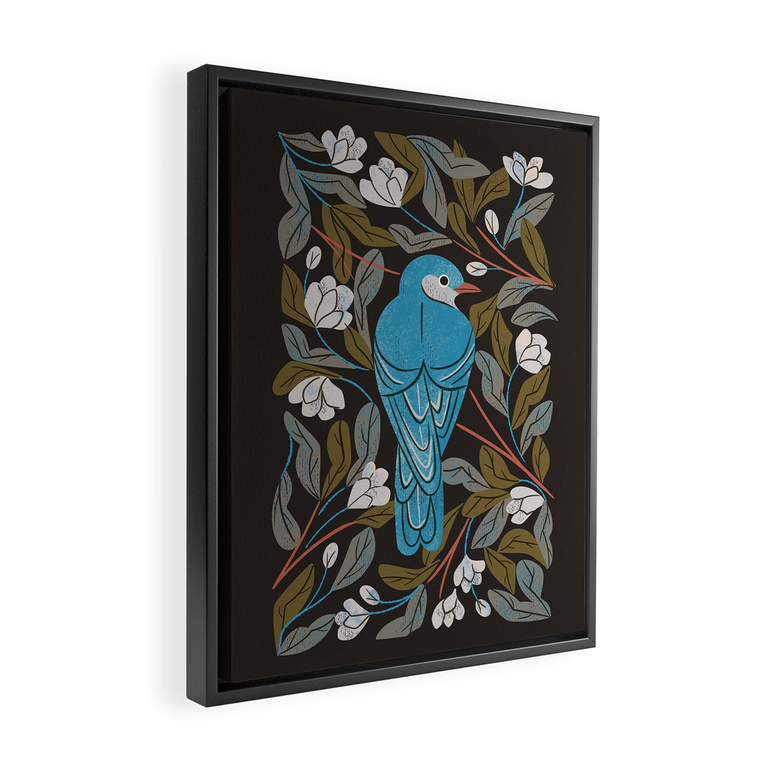 Bluebird and Apple Blossoms Framed Canvas Print Gallery Image 2