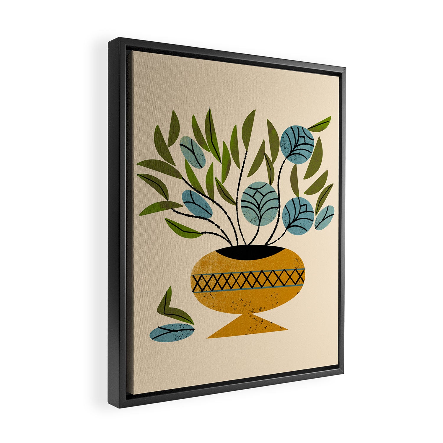 Bouquet in Gold Vase Framed Canvas Print Gallery Image 2