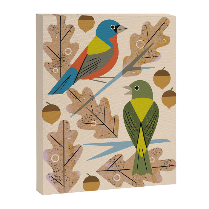 Bunting Pair In Oak Tree Canvas Print Gallery Image 1