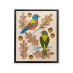 Bunting Pair In Oak Tree Framed Canvas Print Gallery Image 6