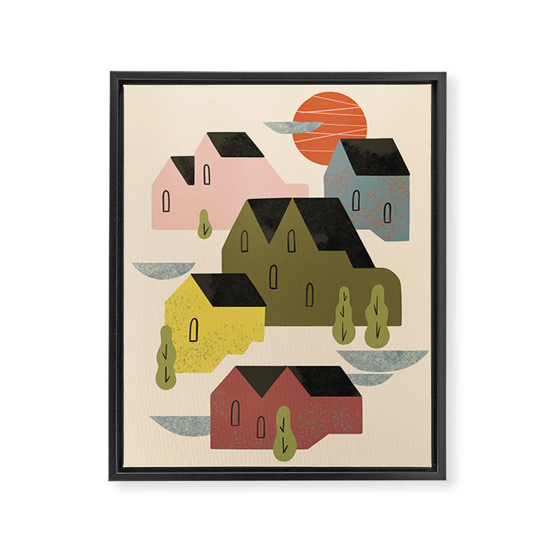 Cozy Village Framed Canvas Print Gallery Image 6