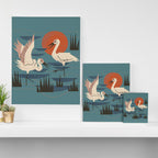 Cranes Wading At Sunset Canvas Print Gallery Image 3