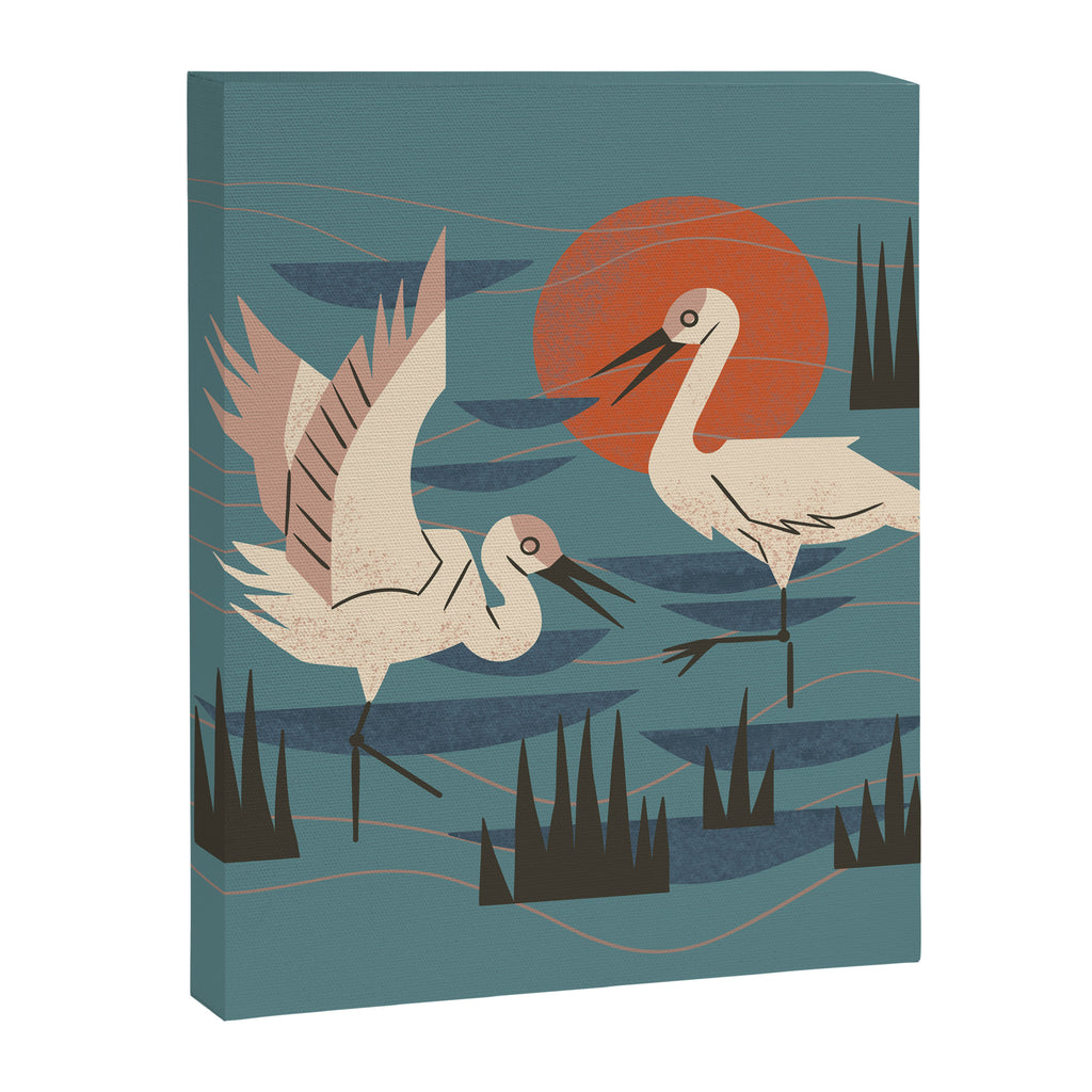 Cranes Wading At Sunset Canvas Print Gallery Image 8