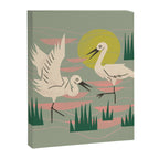 Cranes Wading At Sunset (Sage) Canvas Print Gallery Image 8