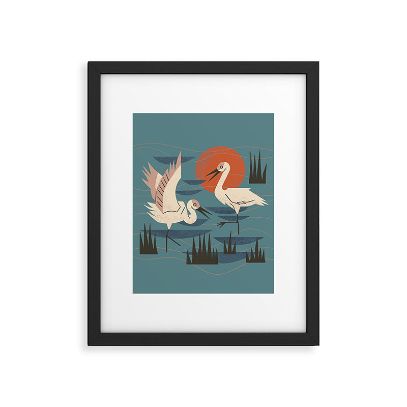 Cranes Wading At Sunset Framed Art Print Gallery Image 6