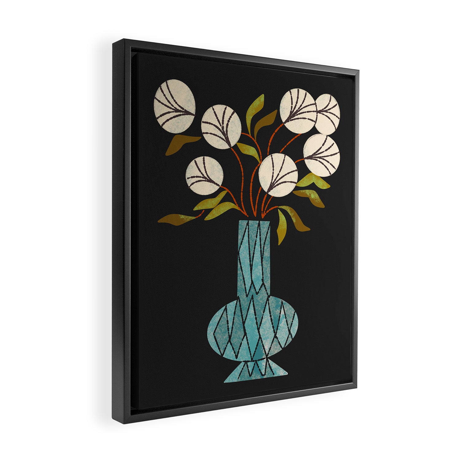 Crystal Vase Peonies Framed Canvas Print Gallery Image 2