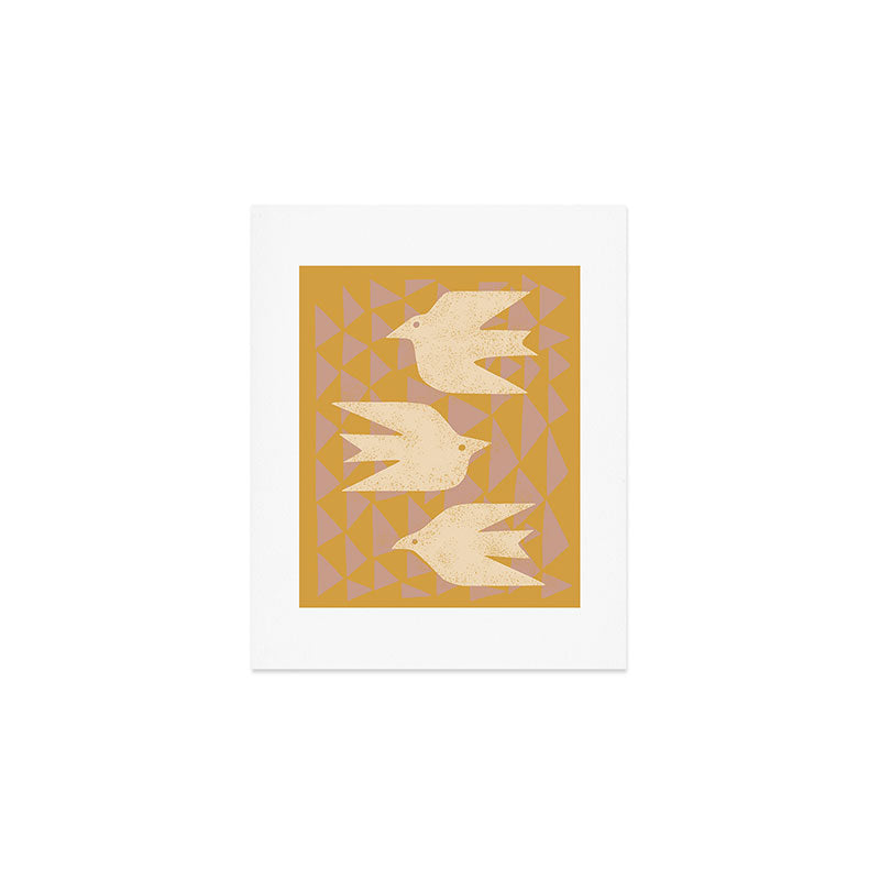 Doves In Flight (Yellow) Art Print Gallery Image 1