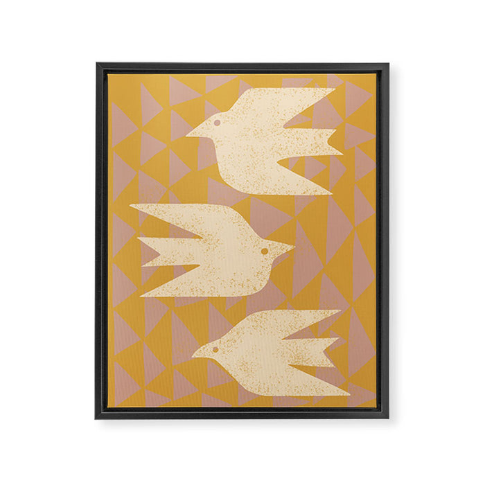 Doves In Flight (Yellow) Framed Canvas Print Gallery Image 1