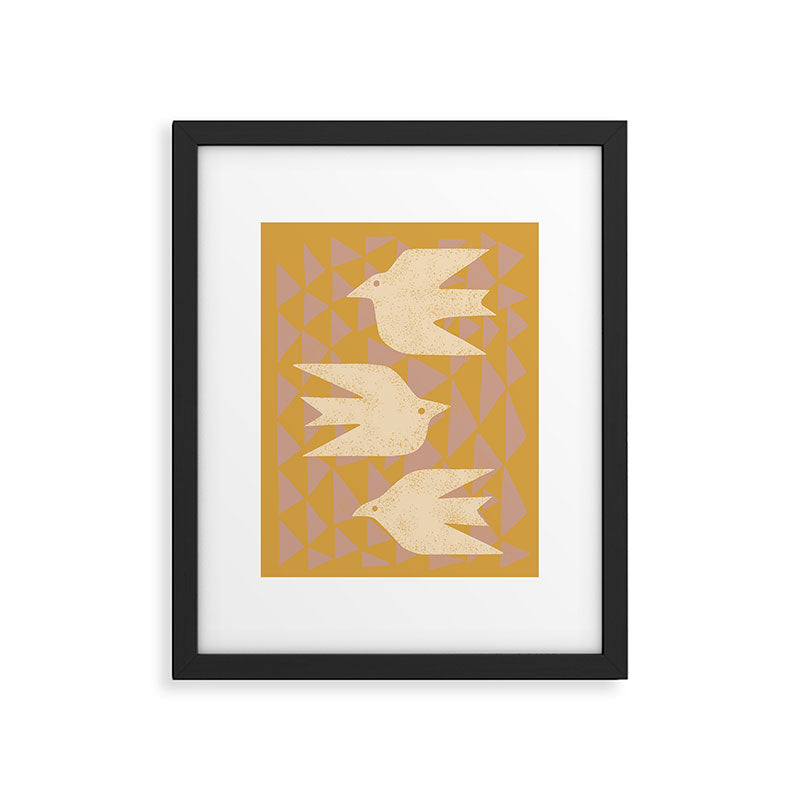 Doves In Flight (Yellow) Framed Art Print Gallery Image 5