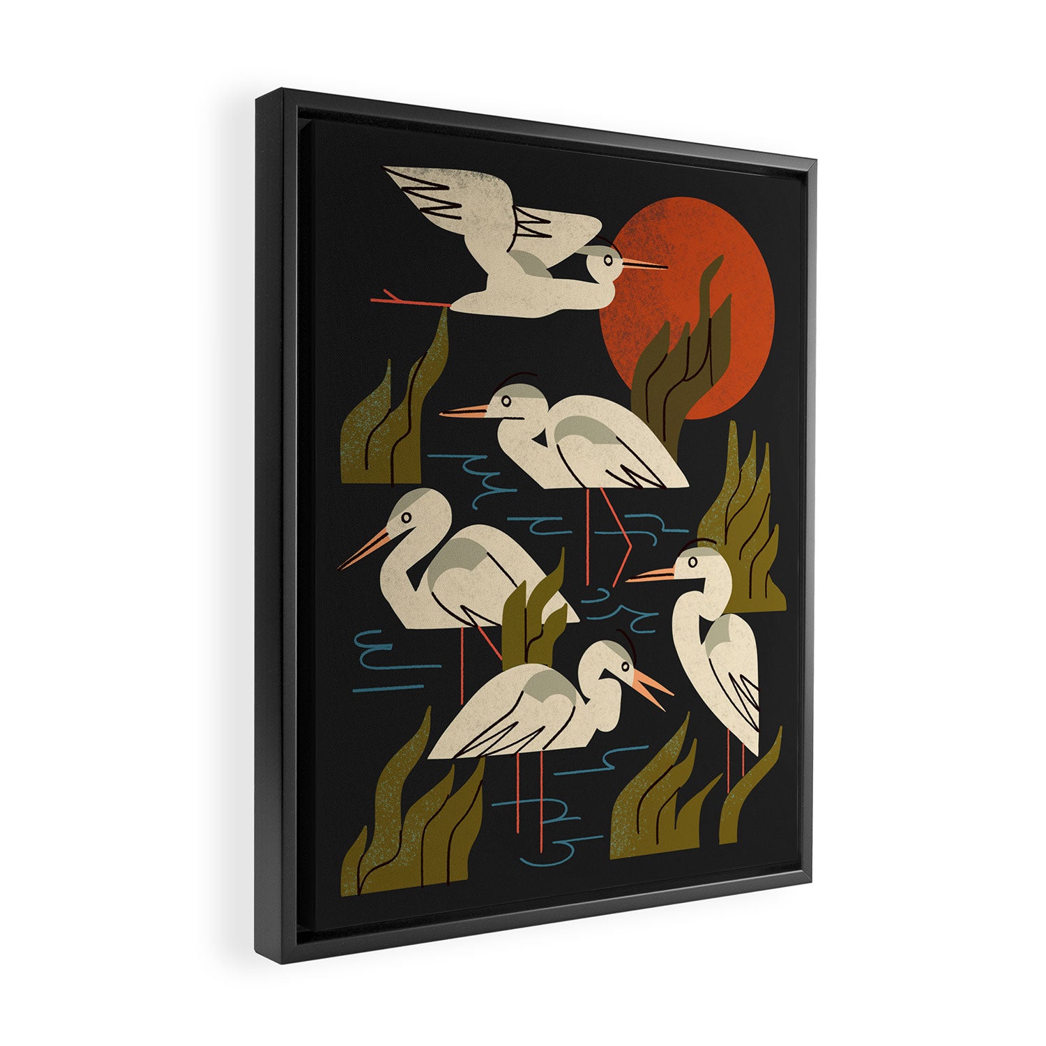 Five Heron Flock Framed Canvas Print Gallery Image 2