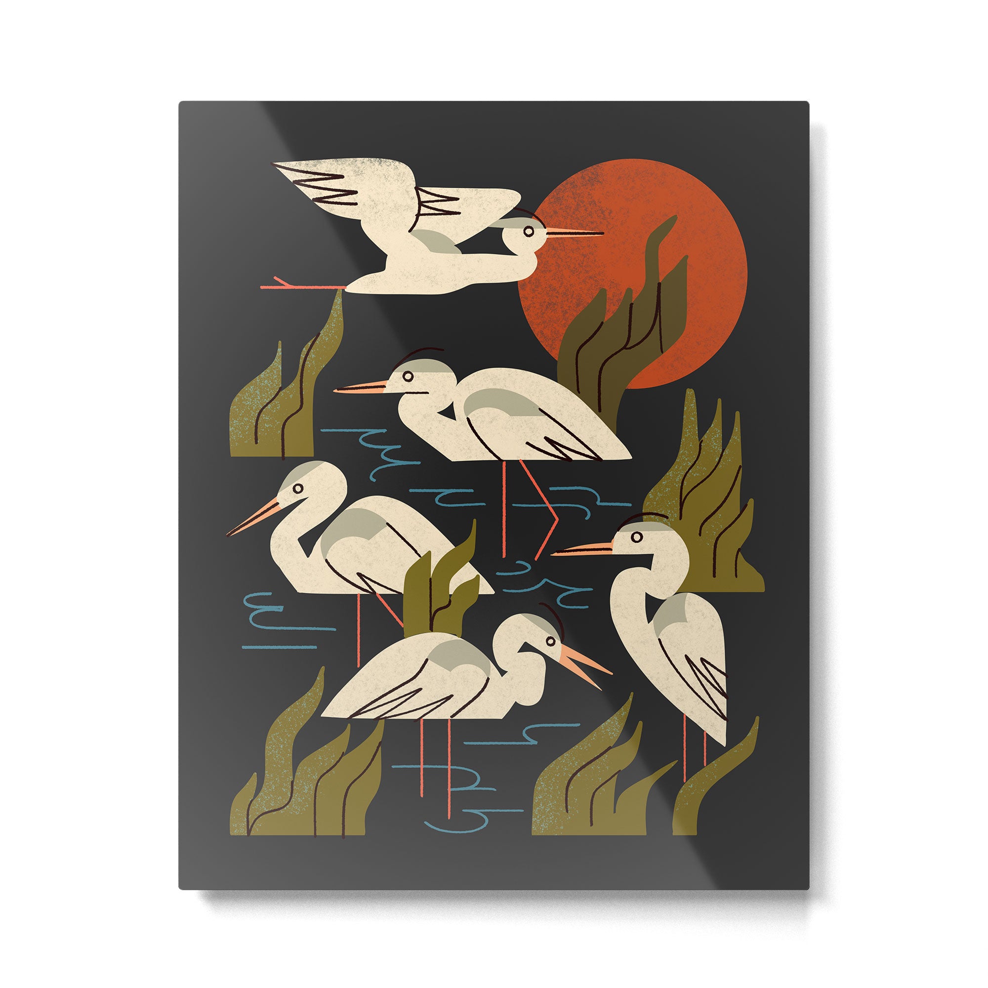 Five Heron Flock Metal Print Gallery Image 4