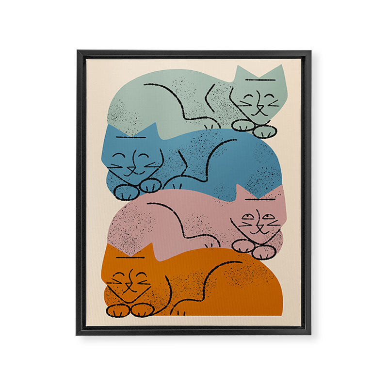 Four Cat Pile Framed Canvas Print Gallery Image 6