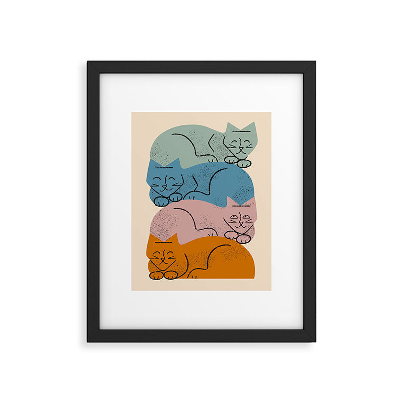 Four Cat Pile Framed Art Print Gallery Image 5