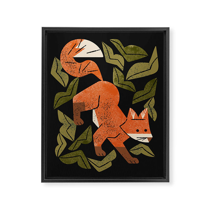 Fox In The Brush Framed Canvas Print Gallery Image 1