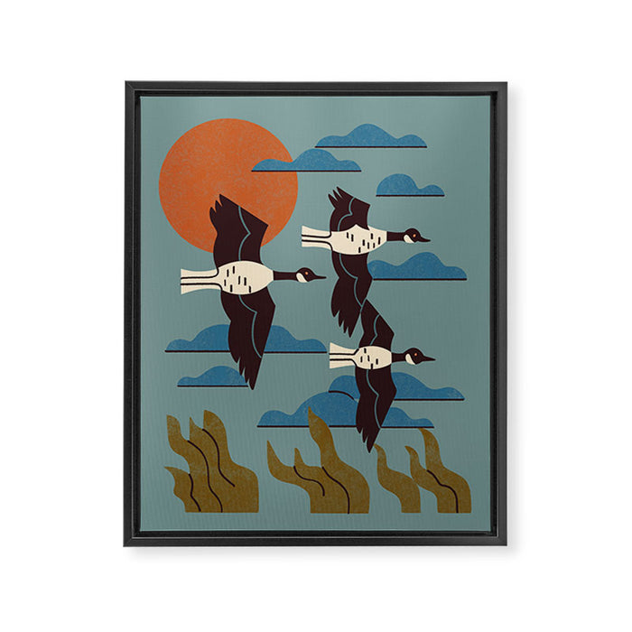 Geese Flying South Framed Canvas Print Gallery Image 1