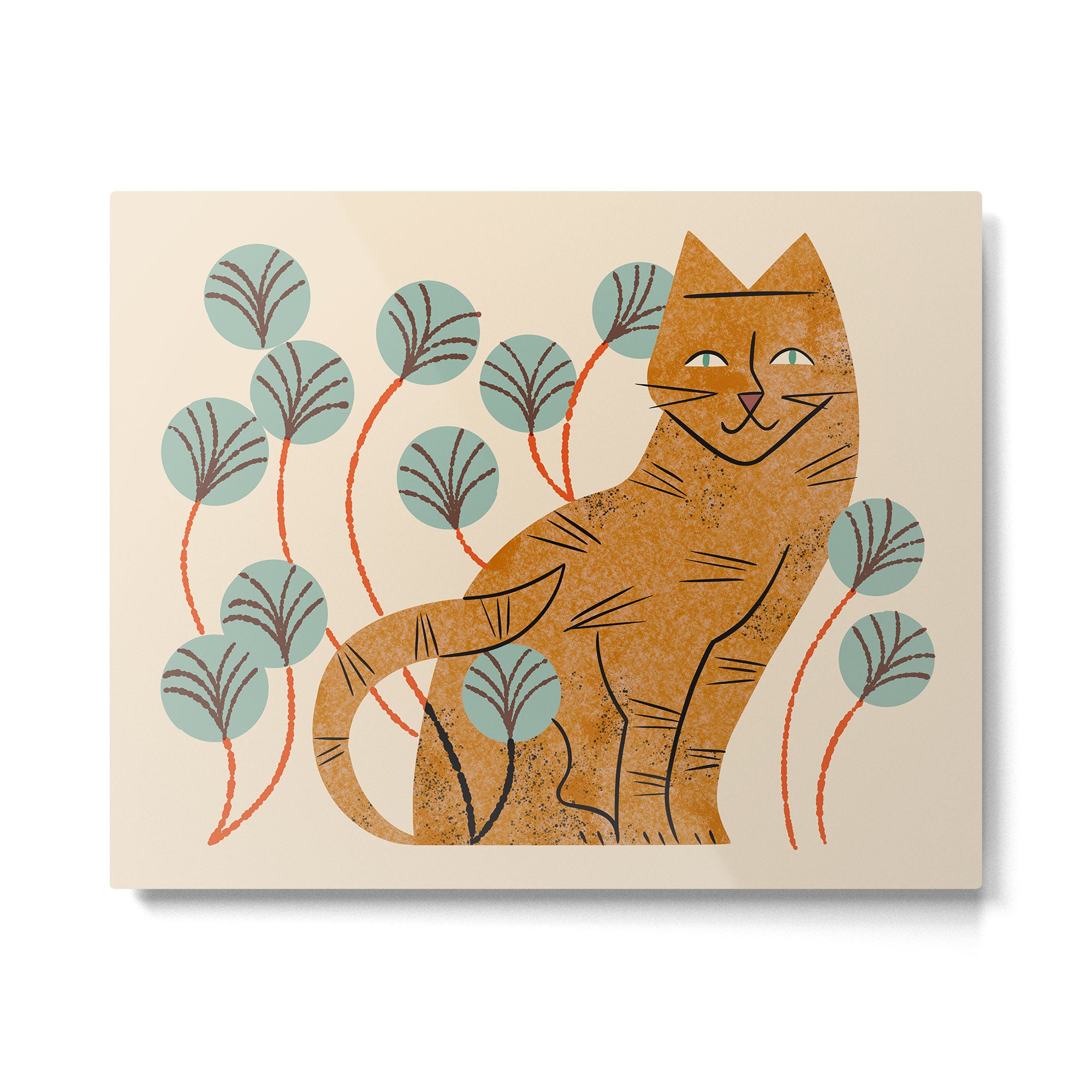 Ginger Tabby And Wildflowers Metal Print Gallery Image 4