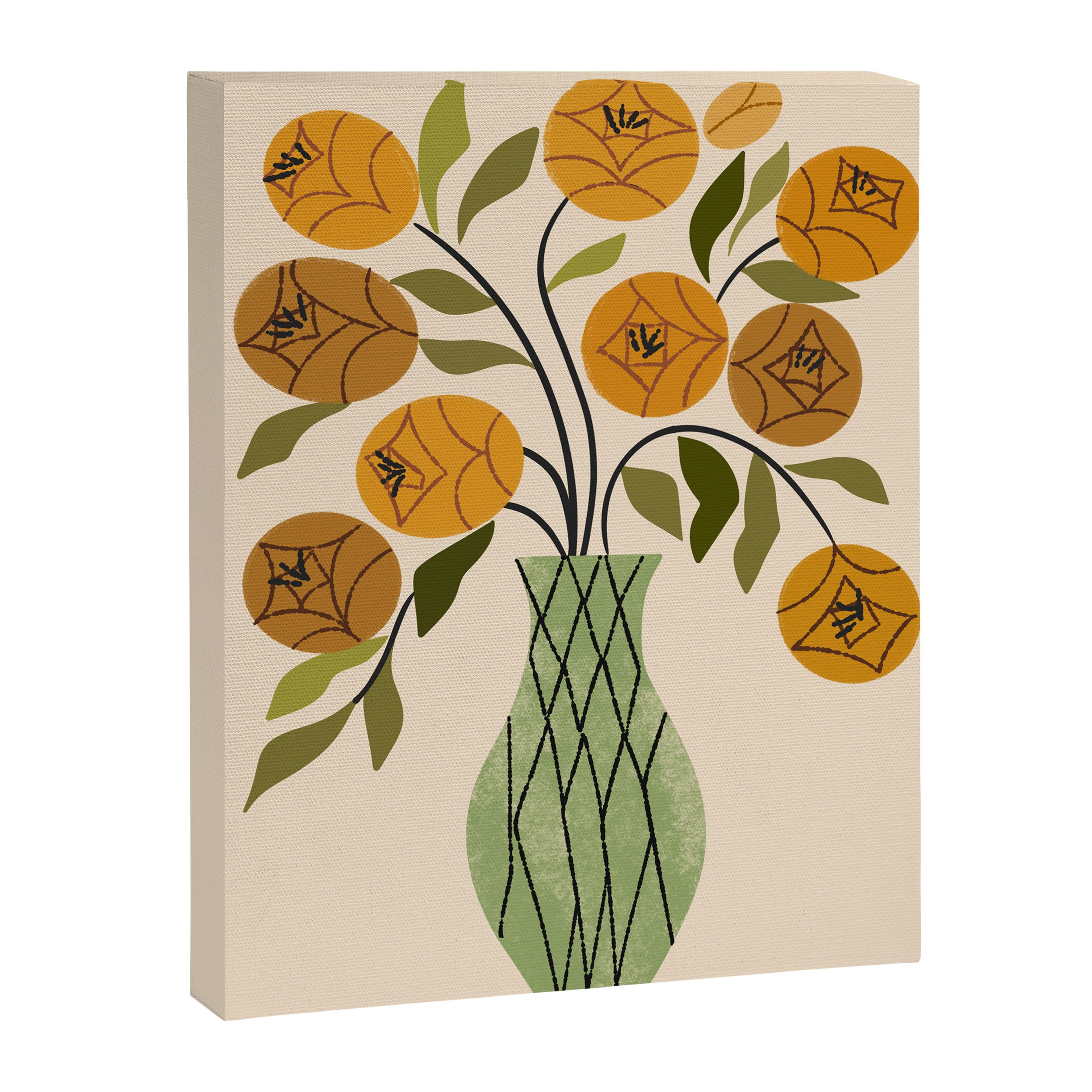 Gold and Green Bouquet Canvas Print Gallery Image 6