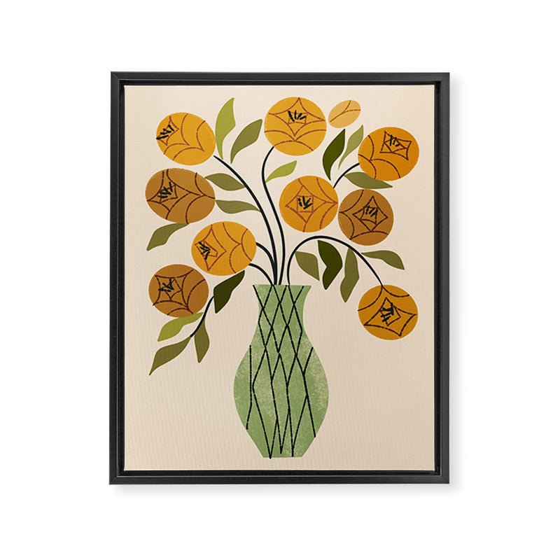 Gold and Green Bouquet Framed Canvas Print Gallery Image 6