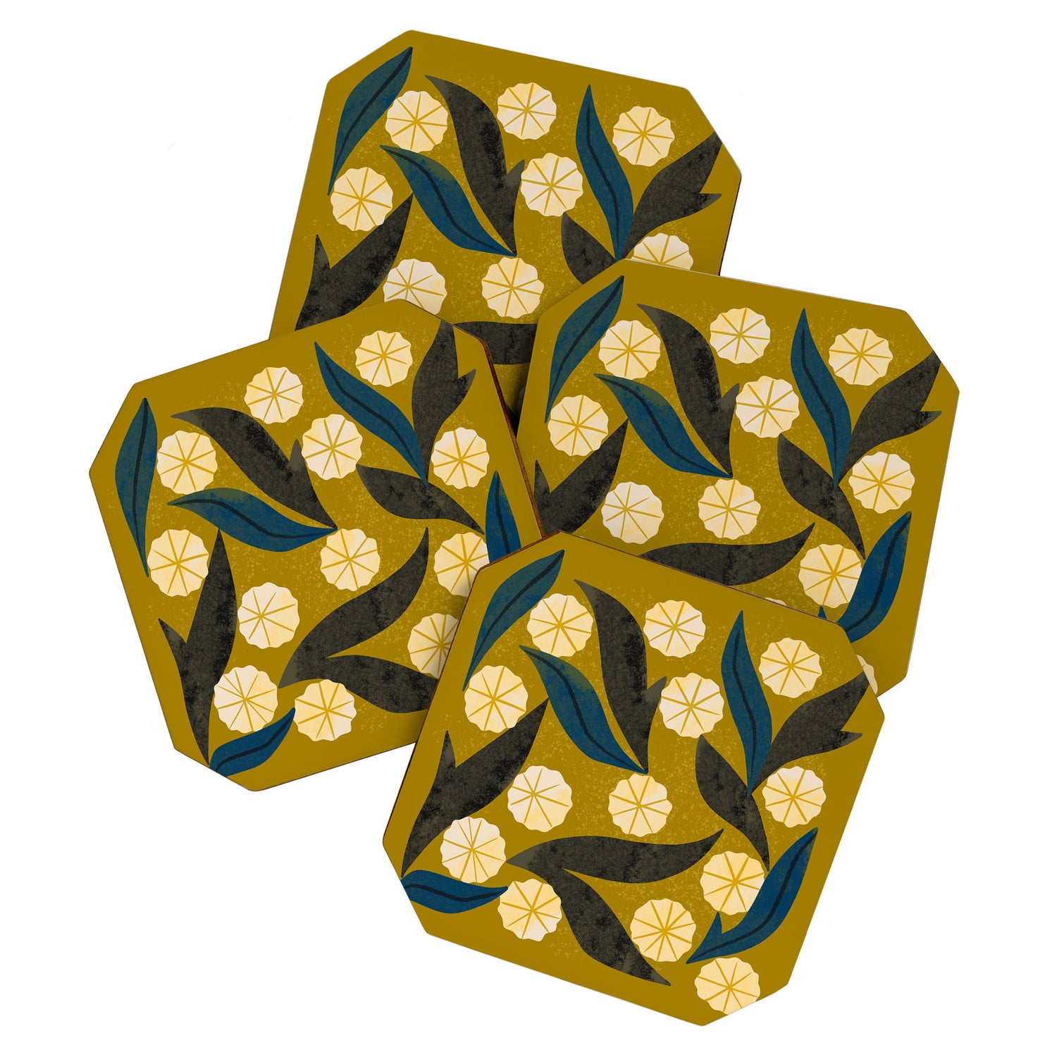 Gold Floral Coaster Gallery Image 1