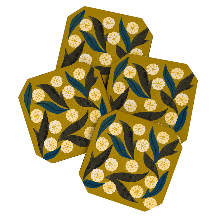 Gold Floral Coaster Gallery Image 1