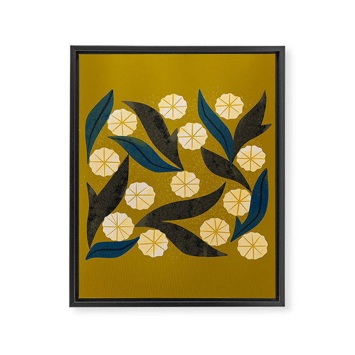 Gold Floral Framed Canvas Print Gallery Image 1