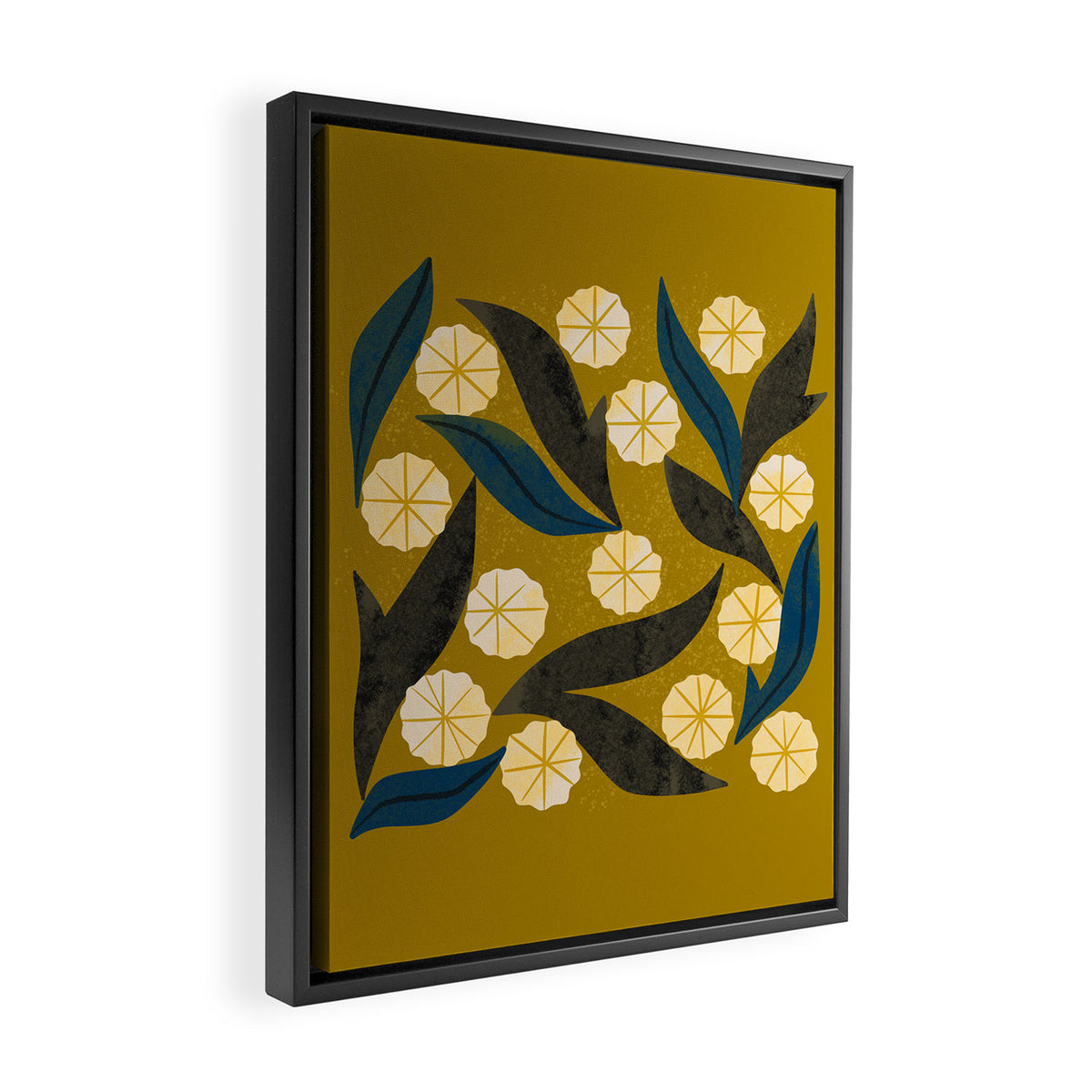 Gold Floral Framed Canvas Print Gallery Image 2