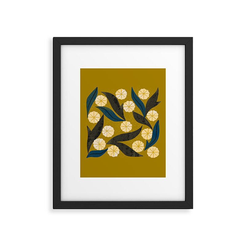 Gold Floral Framed Art Print Gallery Image 6