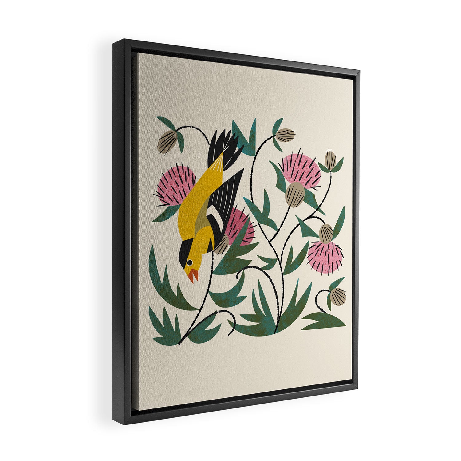 Goldfinch and Thistle Framed Canvas Print Gallery Image 2