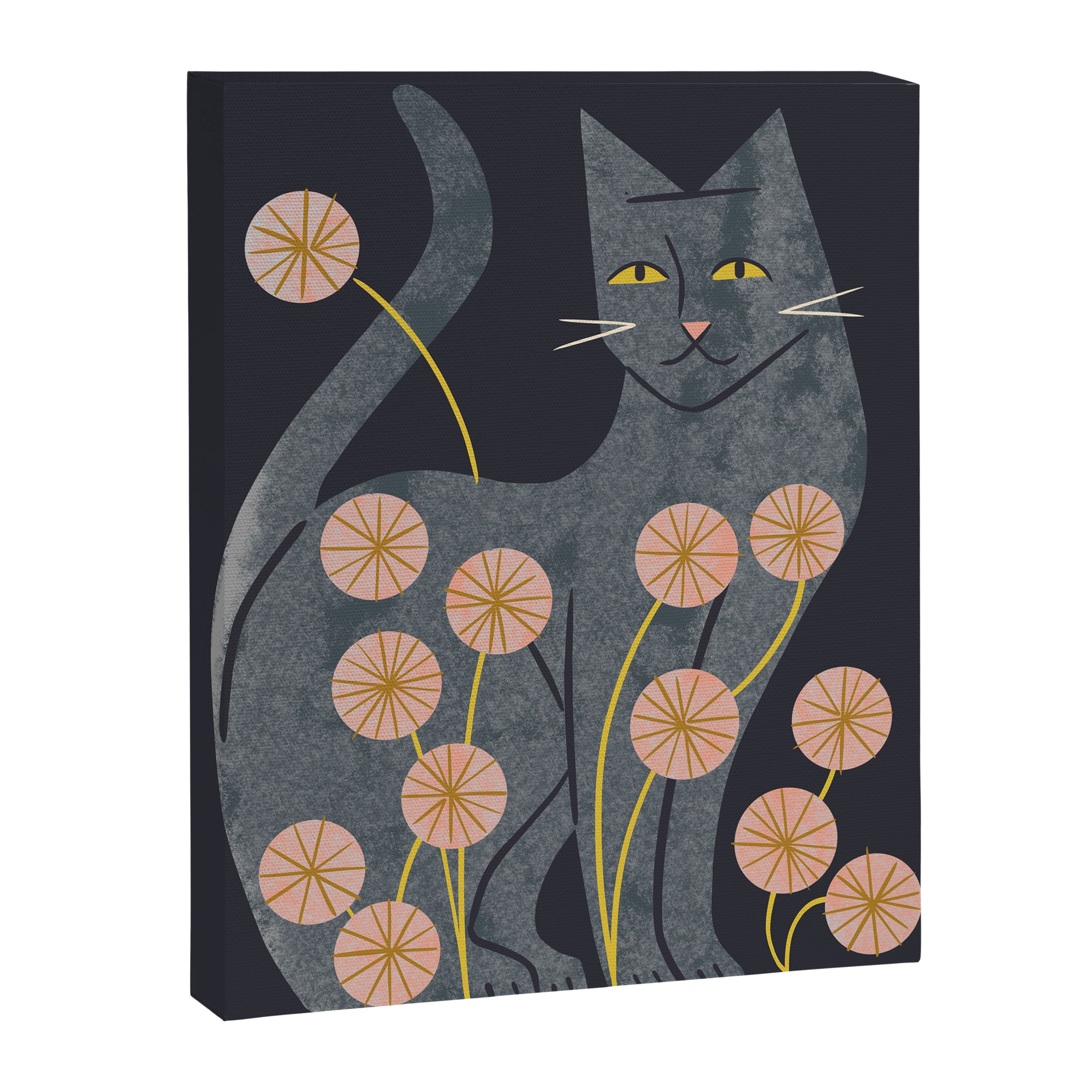 Gray Cat And Flowers Canvas Print Gallery Image 8