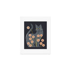 Gray Cat And Flowers Art Print Gallery Image 1